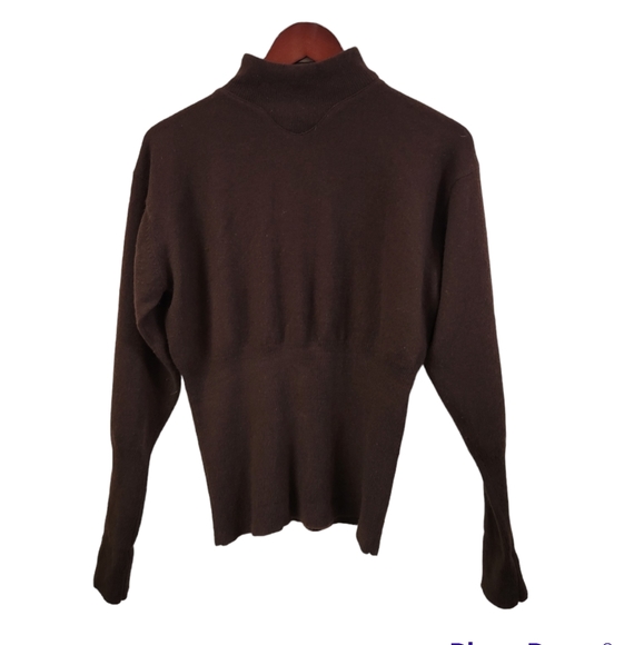 Belford Sweaters - Belford Orginal Women's Brown Cashmere Mock Neck Long Sleeve Sweater Large
